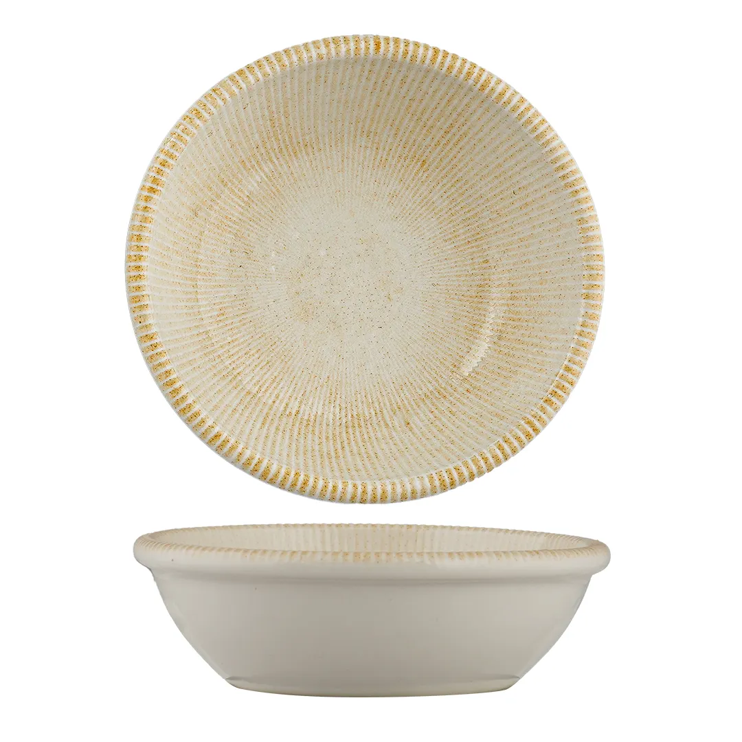 Ariane Porcelain DMNARN09S101030 18/Case Miniature Round Plate 2-3/4" Porcelain, Paros Sand, 3" x 1"
