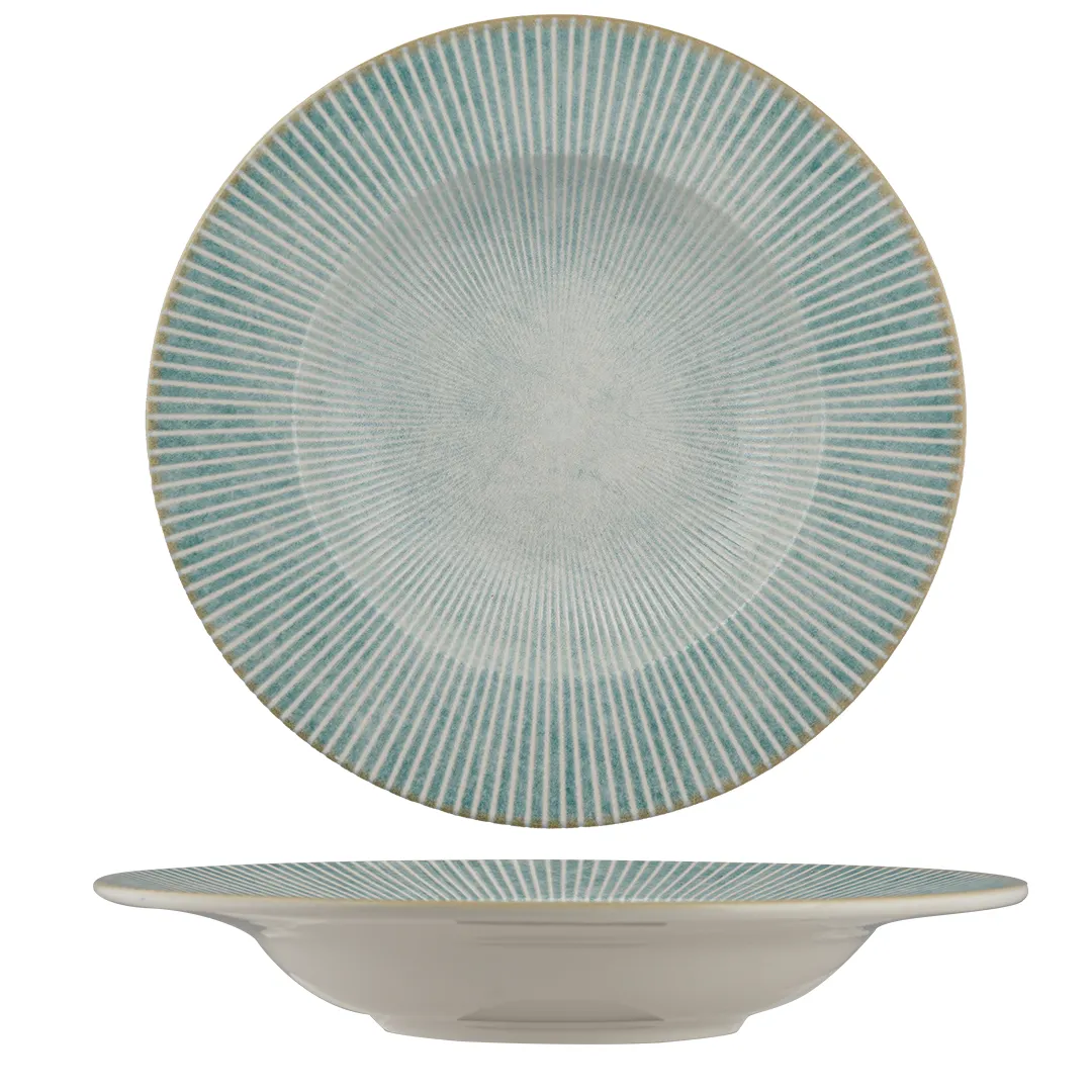 Ariane Porcelain DPRARN09T012023 Deep Rim 9" Paros Aqua China Plate - 12/Case