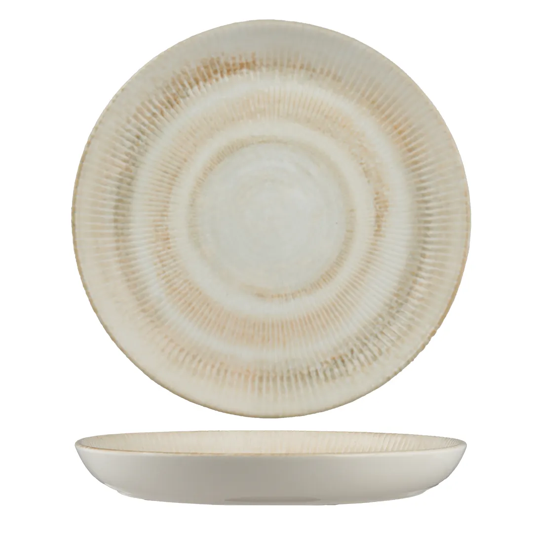 Ariane Porcelain DTIARN09U011003 10-5/8" Porcelain Plate, Flat Edge, Paros Shell Sand – 6/Case