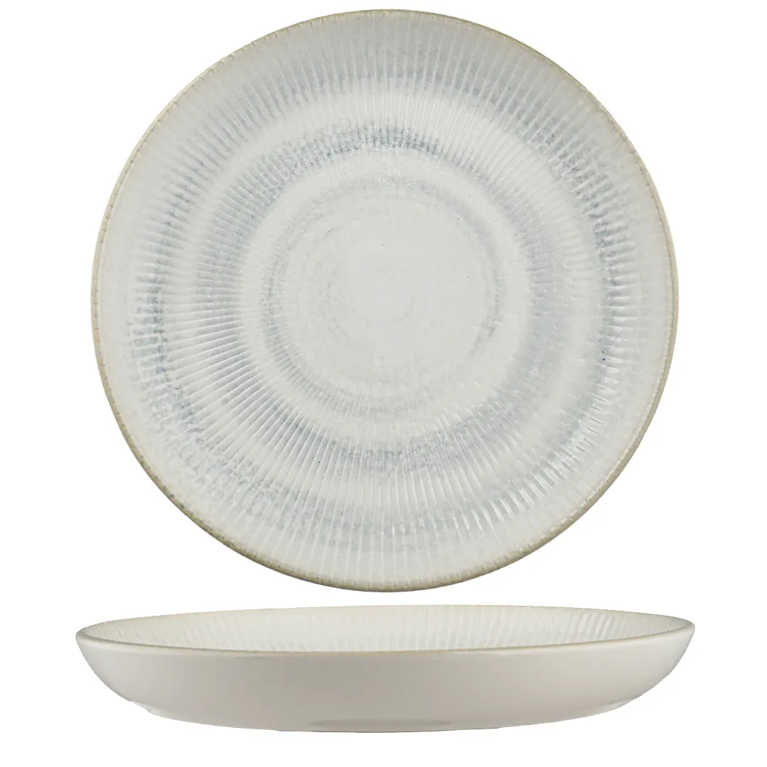 Ariane Porcelain DTIARN09V011002 9" Round Porcelain China Plate, Aqua Paros Shell, Flat Edge, 6/Case