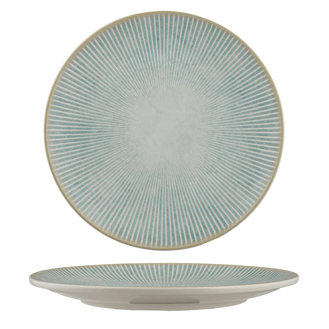 Ariane Porcelain DVCARN09T011021 - 12/Case Paros Aqua Coupe Round Rimless 8 1/4" Porcelain Plate