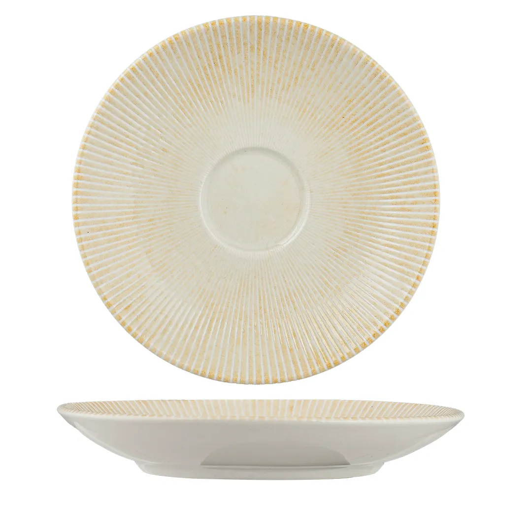Ariane Porcelain DXRARN09S014001 Luxury Saucer, 6" (15 Cm), Paros Sand, Porcelain, Square - 12/Case