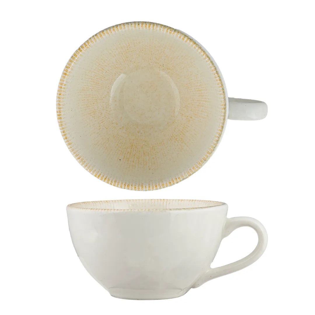 Ariane Porcelain DXRARN09S044016 Non-Stackable China Cup, 5.5 oz, Paros Sand, Porcelain - 12/Case