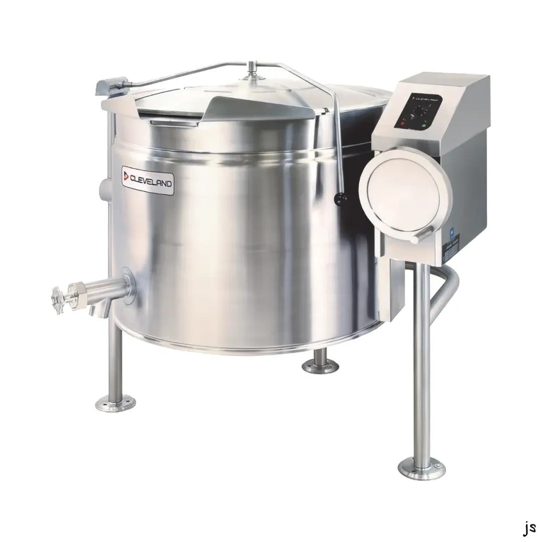 Cleveland KEL60TSH 60 Gallon Floor Tilting Full Steam Jacketed Electric Kettle w/ Tri-Leg Base