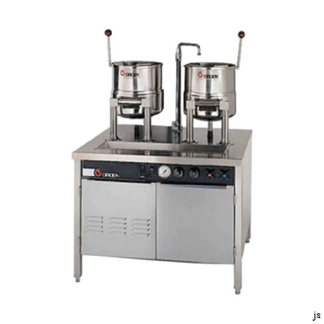 Groen 137682 10 Gallon Floor Tilting 2/3 Steam Jacketed Electric Kettle w/ 36" Cabinet