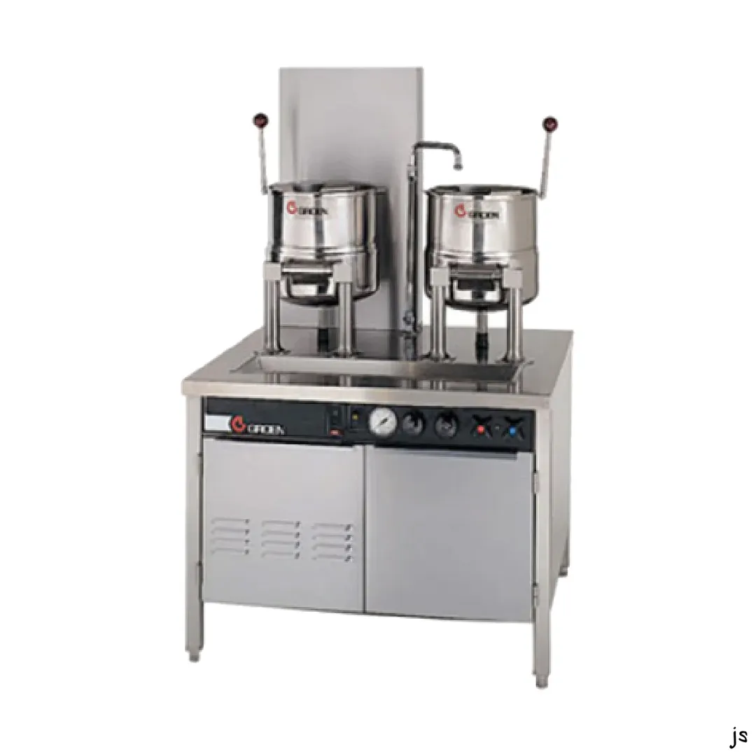 Groen 144061 10 Gallon Floor Tilting 2/3 Steam Jacketed Gas Kettle w/ 36" Cabinet, 200.000 BTU