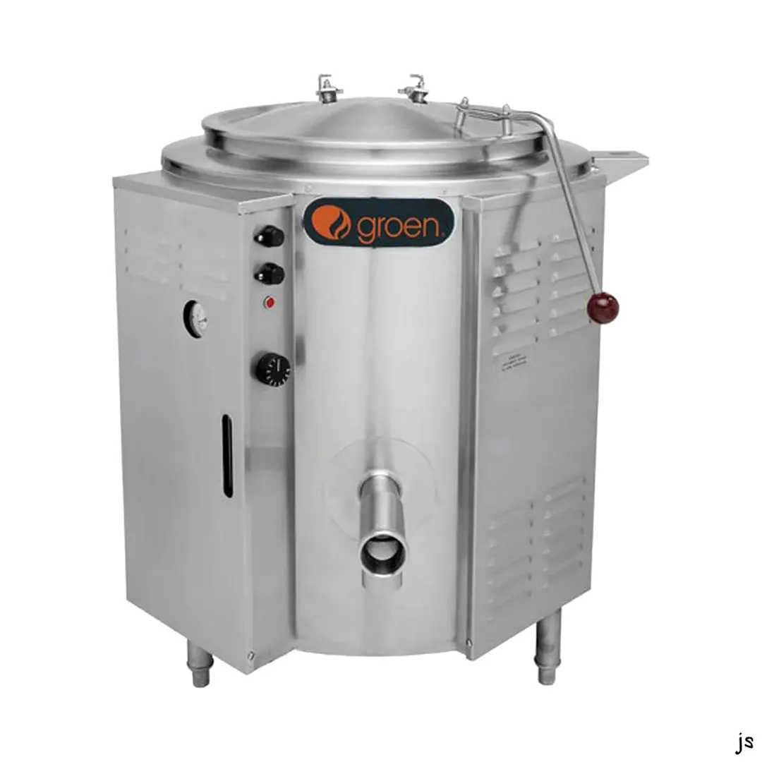 Groen EE-80 80 Gallon Floor Stationary 2/3 Steam Jacketed Electric Kettle w/ Tri-Leg Base