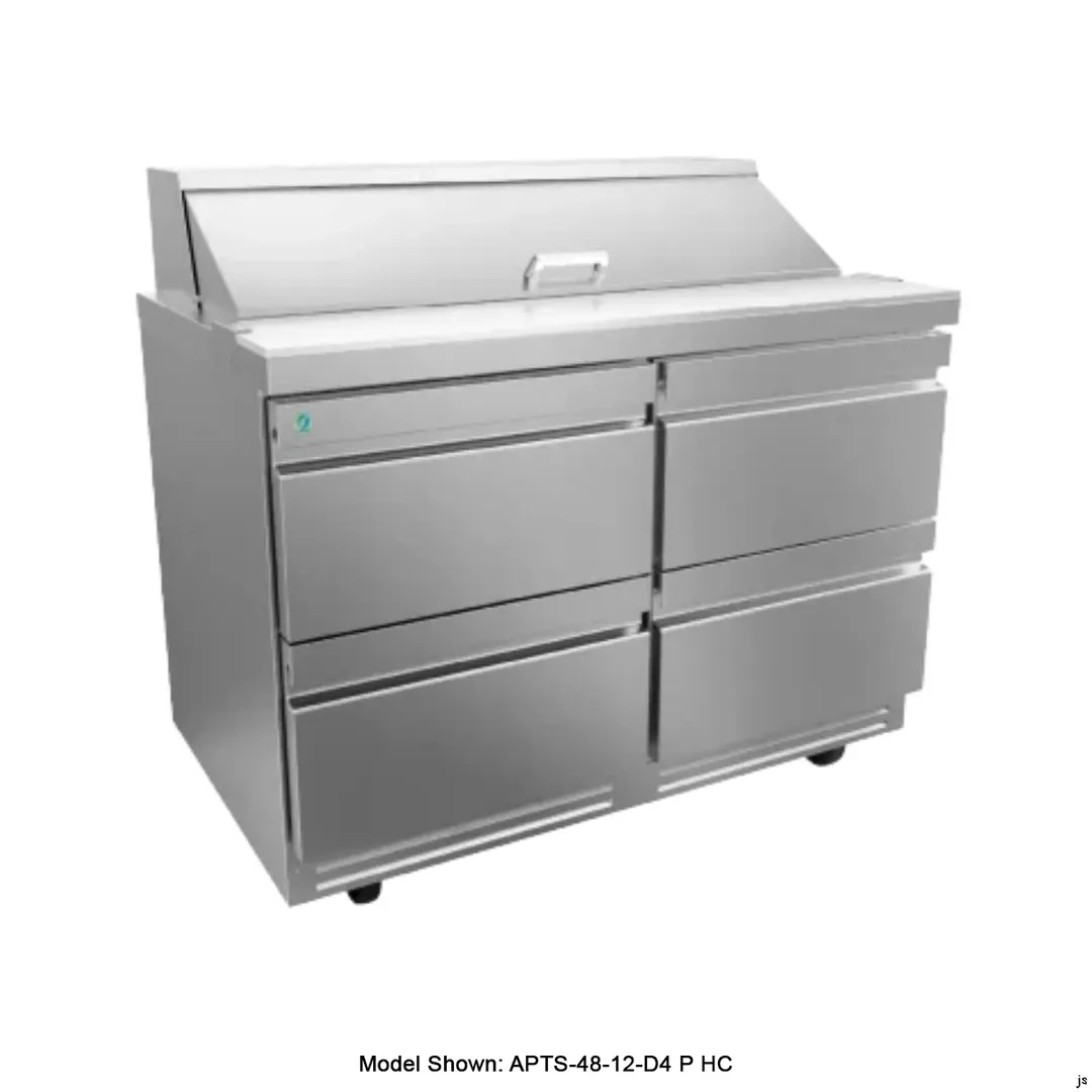 Asber APTS 60 16 D4 P 60" 4-Drawer Sandwich and Salad Prep Table, 16 Pans, Stainless Steel