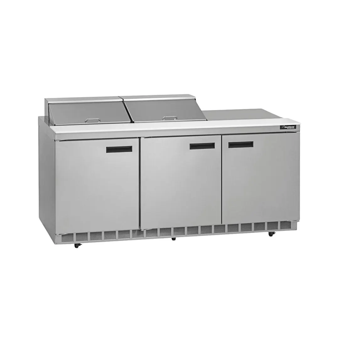 Delfield 4472NP-12 72" 3-Door Sandwich and Salad Prep Table, 12 Pans, Stainless Steel