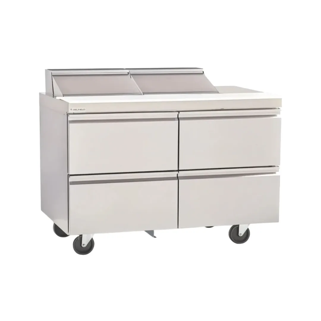 Delfield D4448NP-12M 48" 2-Section Mega Top Sandwich Prep Table, 4 Drawers, 12 Pans