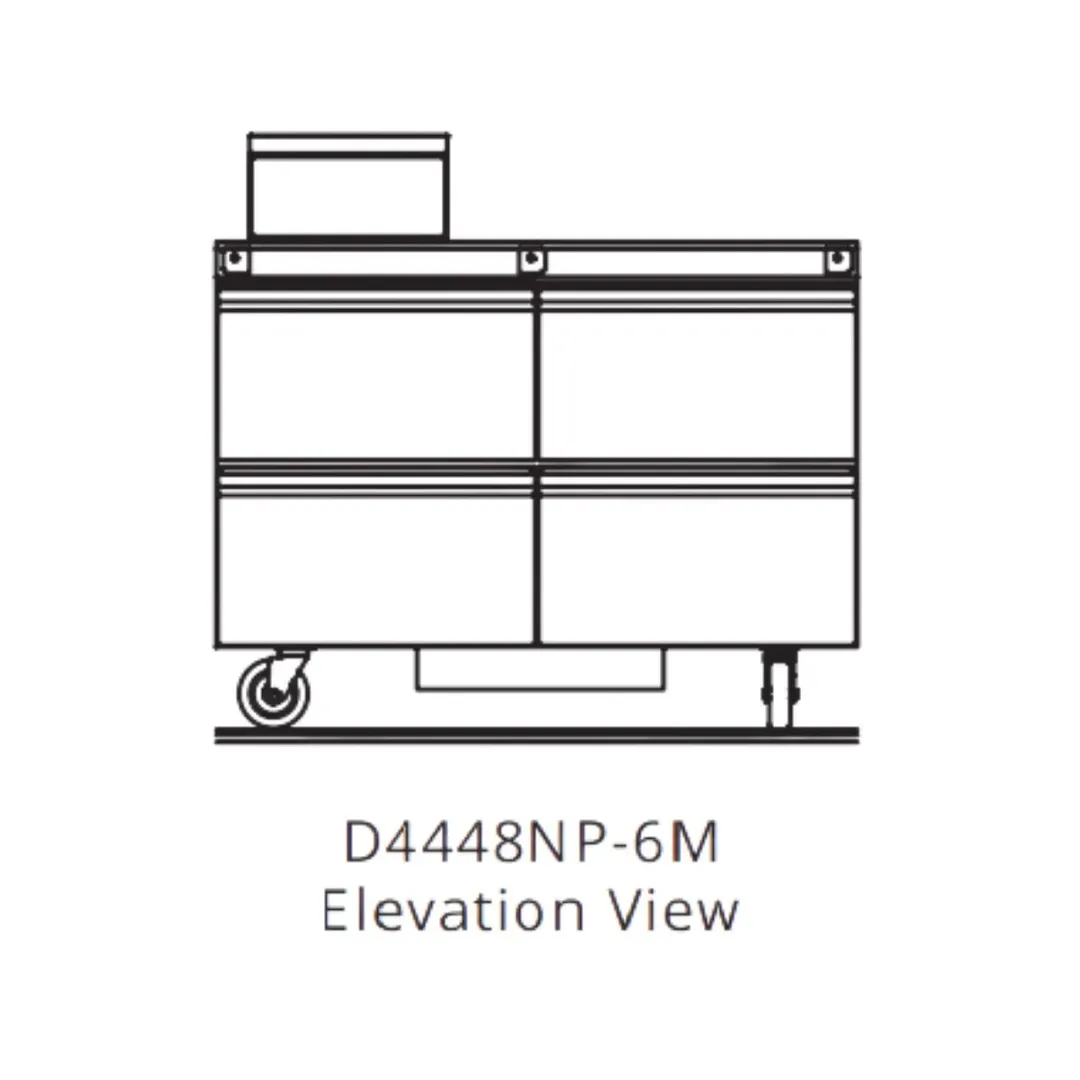 Delfield D4448NP-6M 48" 2-Section Mega Top Sandwich and Salad Prep Table, 4 Drawers, 6 Pans, Stainless Steel