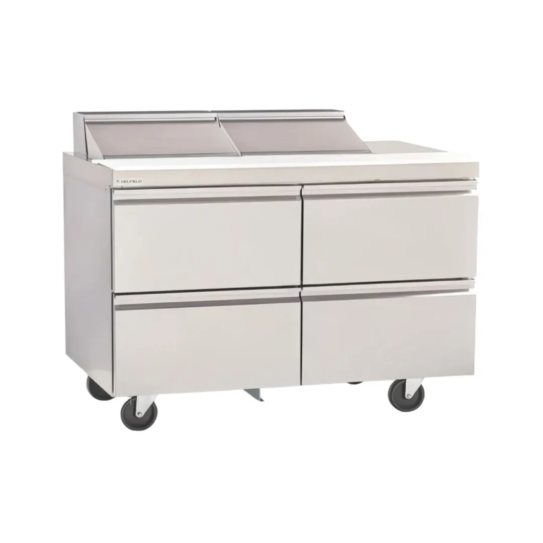 Delfield D4448NP-8 48" 2-Section Sandwich and Salad Prep Table, 4 Drawers, 8 Pans, Stainless Steel