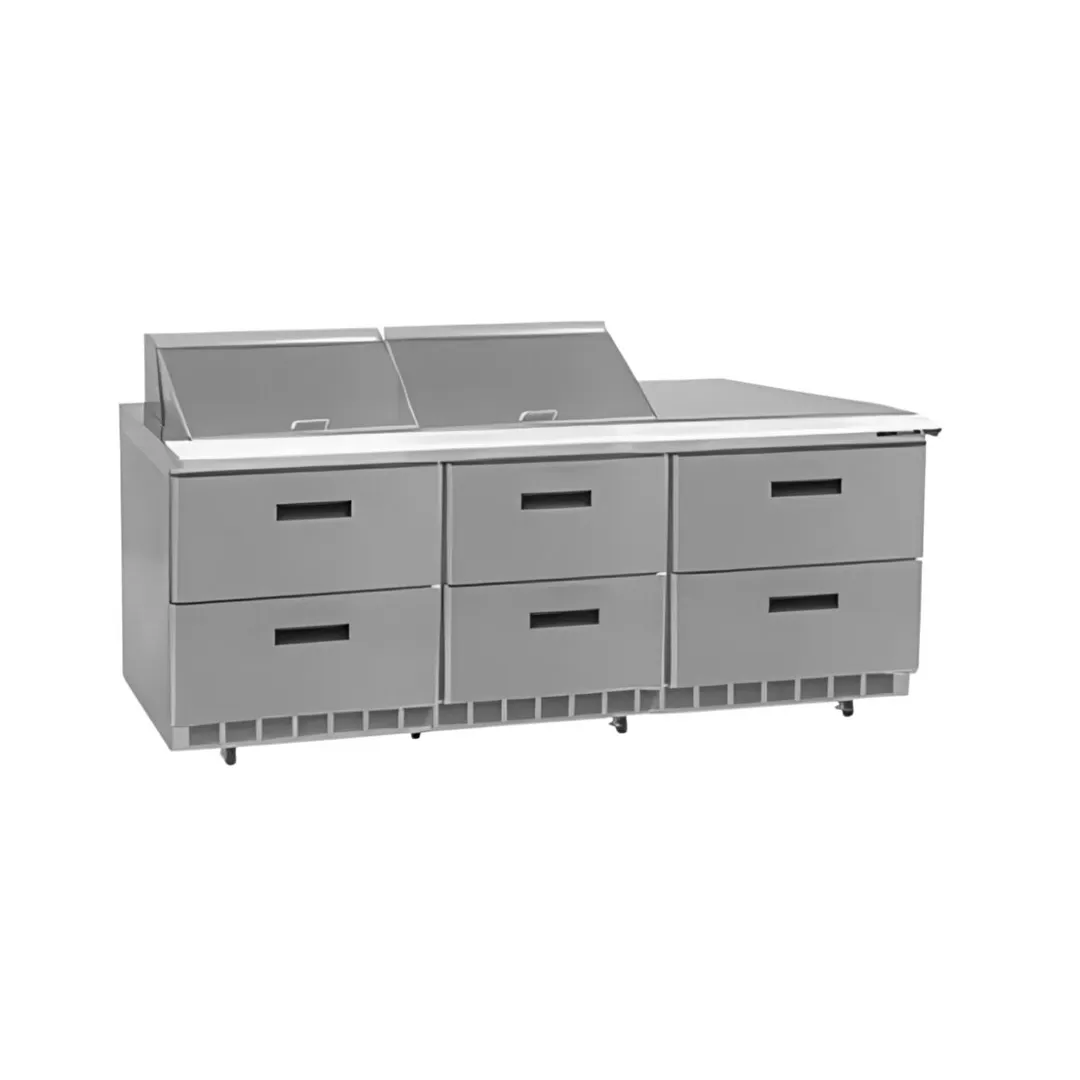 Delfield D4472NP-12 72" 3-Section Sandwich and Salad Prep Table, 6-Drawers, 12 Pans, 24.8 cu. ft.