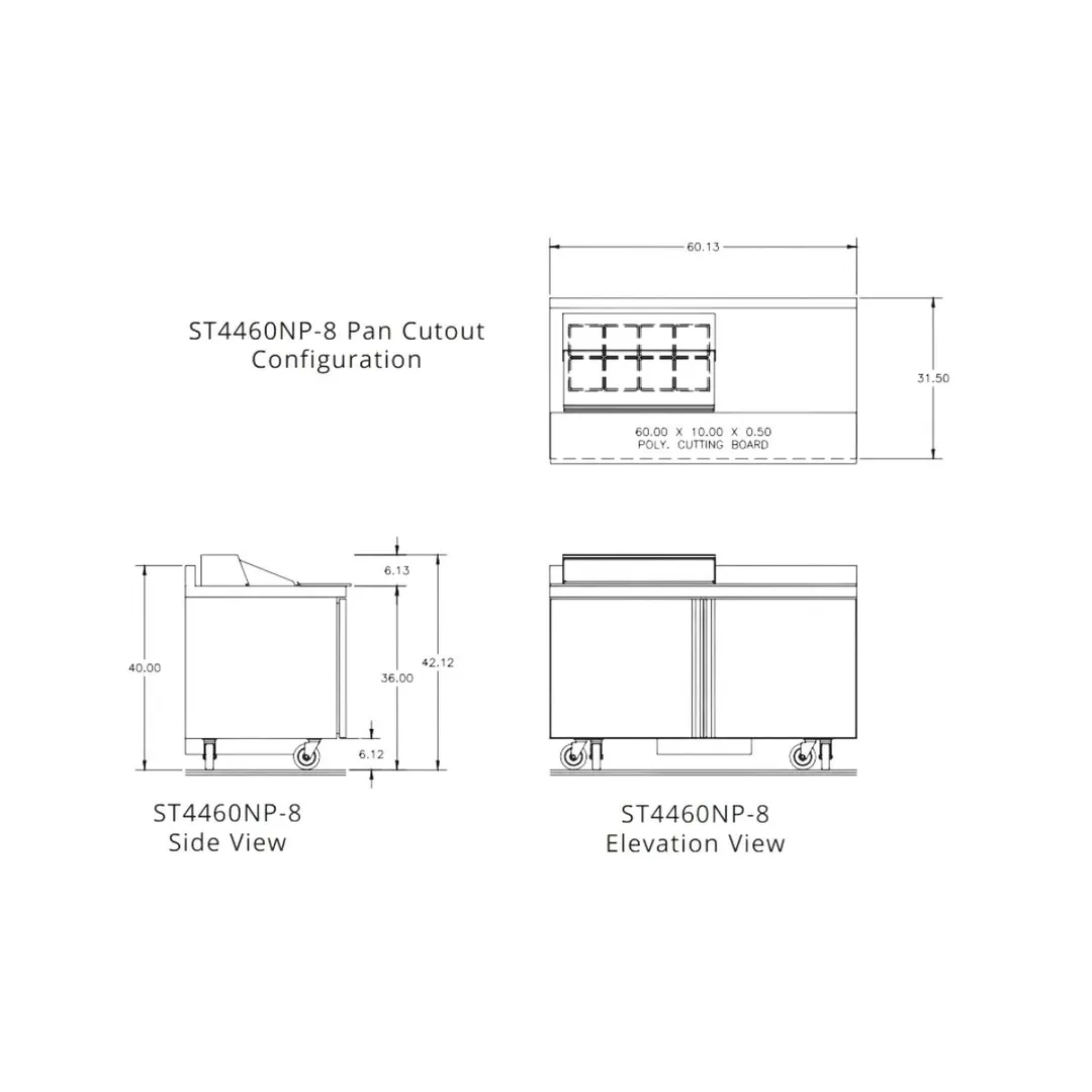 Delfield ST4460NP-8 60" 2-Door Sandwich and Salad Prep Table, 8 Pans, Stainless Steel
