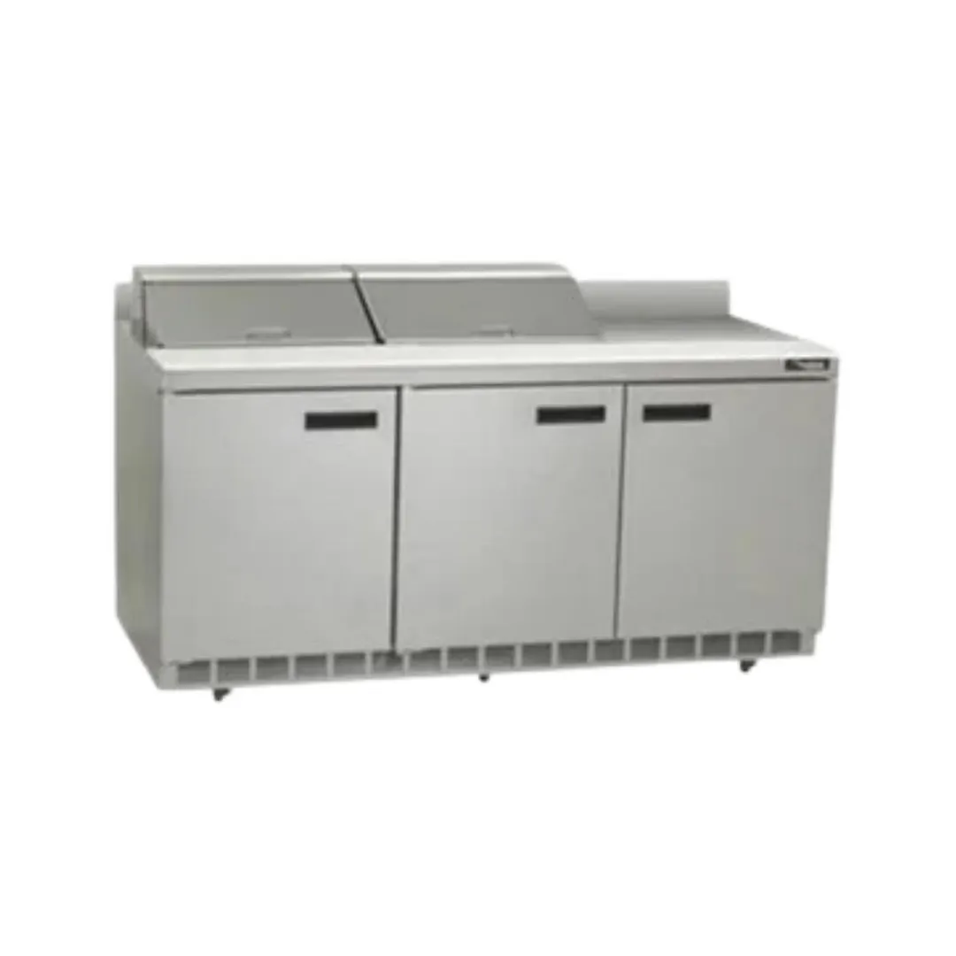 Delfield ST4472NP-12 72" 3-Door Sandwich and Salad Prep Table, 12 Pans, Stainless Steel