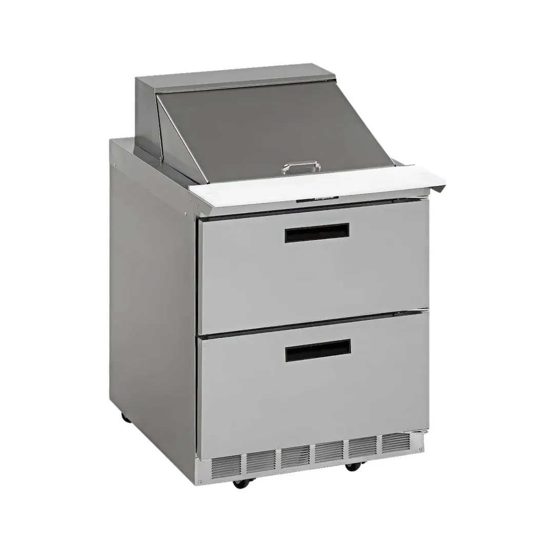 Delfield STD4427NP-8 27" 2-Drawer Sandwich and Salad Prep Table, 8 Pans, Stainless Steel