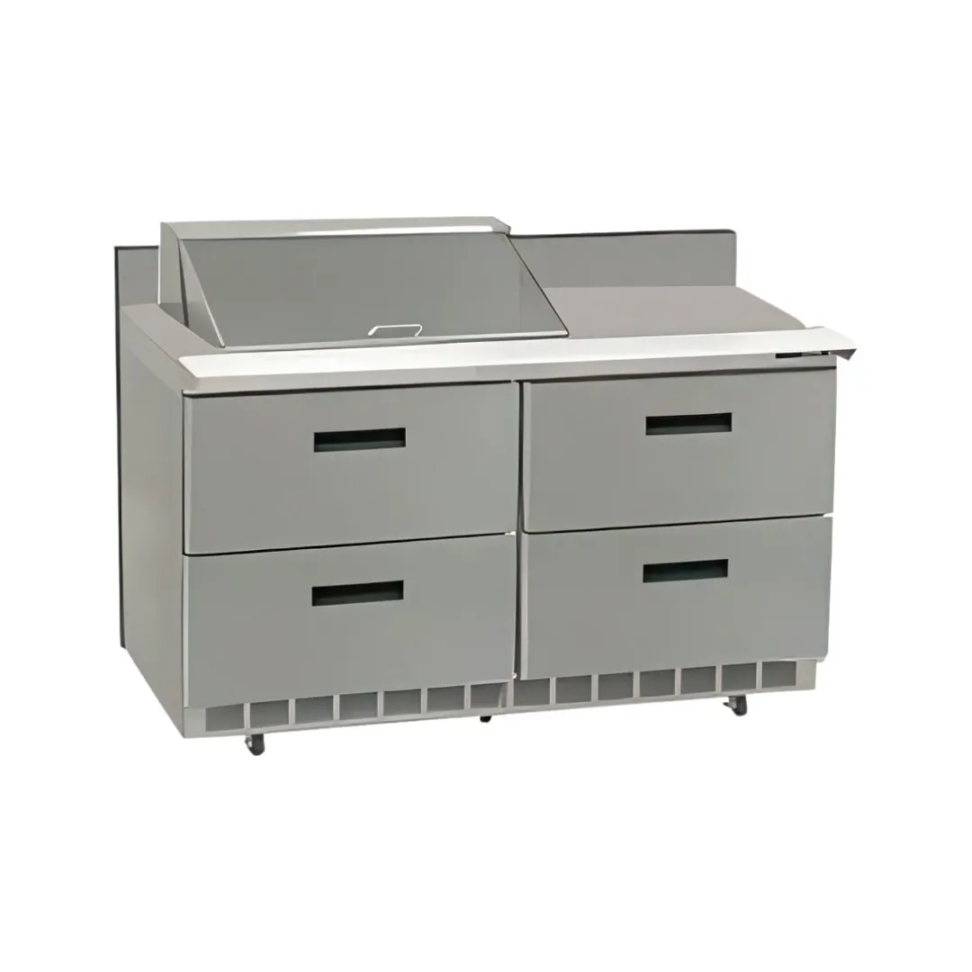 Delfield STD4448NP-6 48" 2-Section Sandwich and Salad Prep Table, 4 Drawers, 6 Pans, Stainless Steel