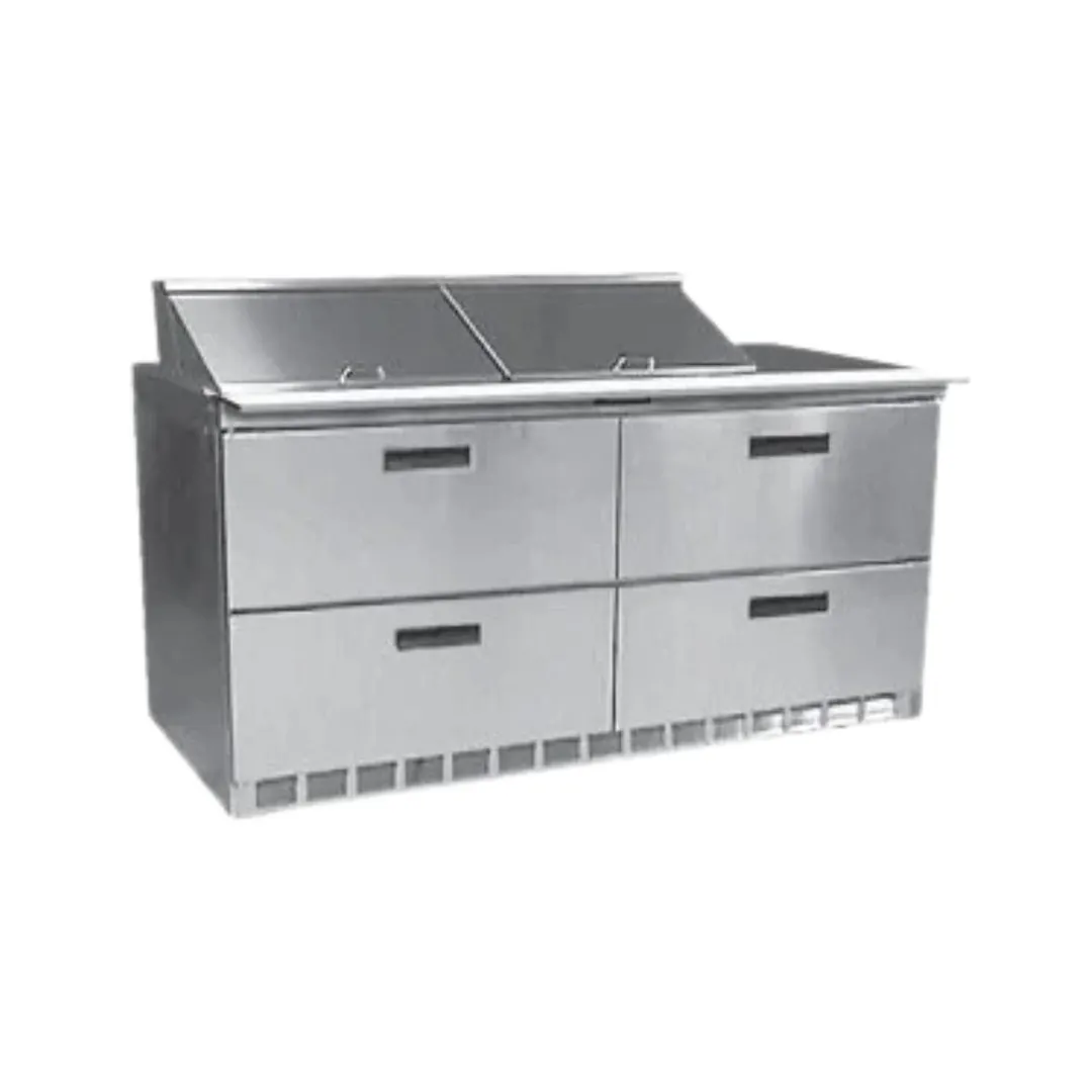 Delfield STD4460NP-12 60" 2-Section Sandwich/Salad Prep Table, 4-Drawer, 12 Pans, Stainless Steel
