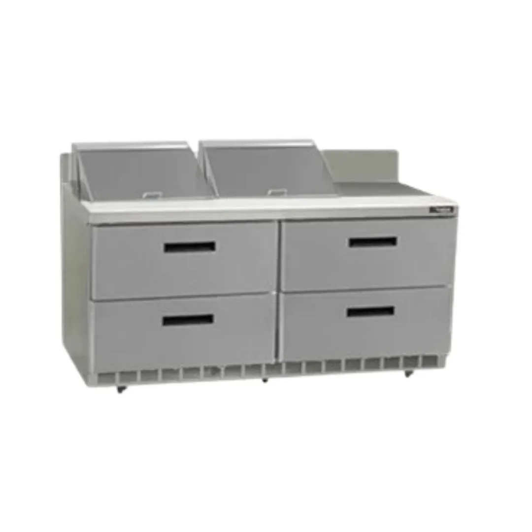 Delfield STD4464NP-12 64" 2-Section Sandwich and Salad Prep Table, 4 Drawers, 12 Pans, Stainless Steel