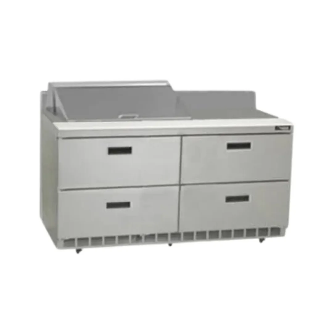 Delfield STD4464NP-12M 64" 2-Section Mega Top Sandwich Prep Table, 4 Drawers, 12 Pans, Stainless Steel