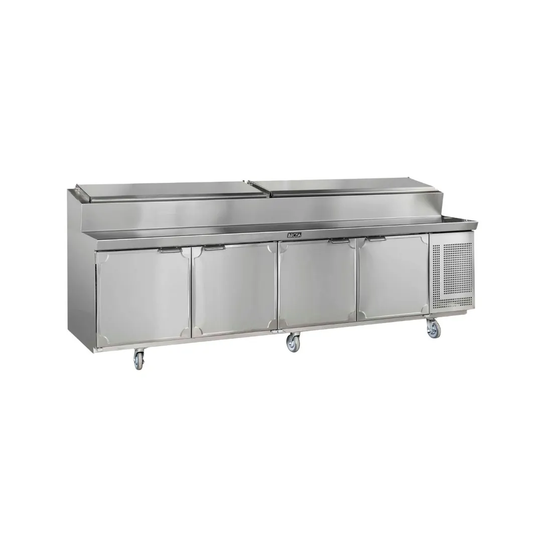 La Rosa Refrigeration L-12110-28 110" 4-Door Sandwich and Salad Prep Table, 10 Pans