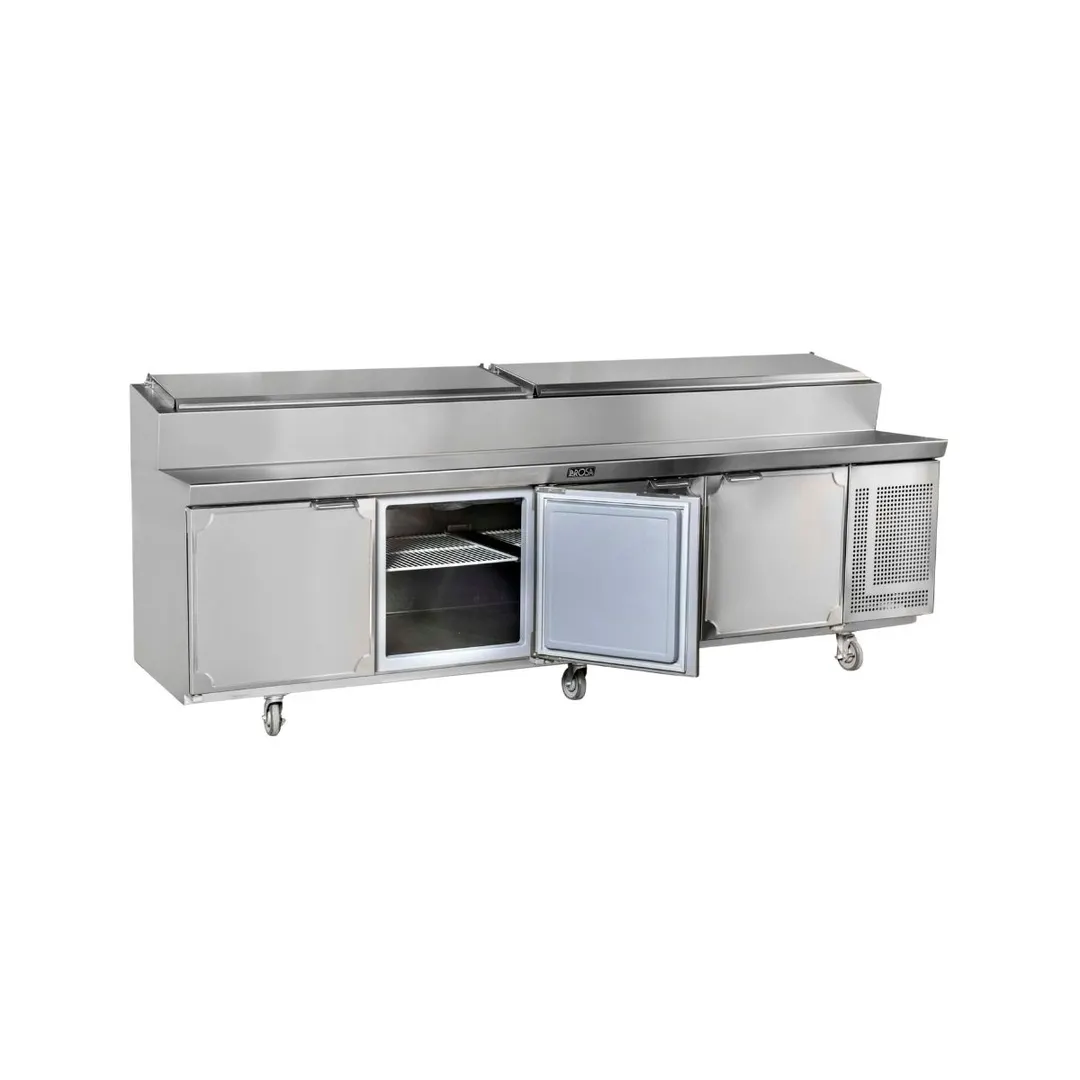 La Rosa Refrigeration L-12110-28 110" 4-Door Sandwich and Salad Prep Table, 10 Pans