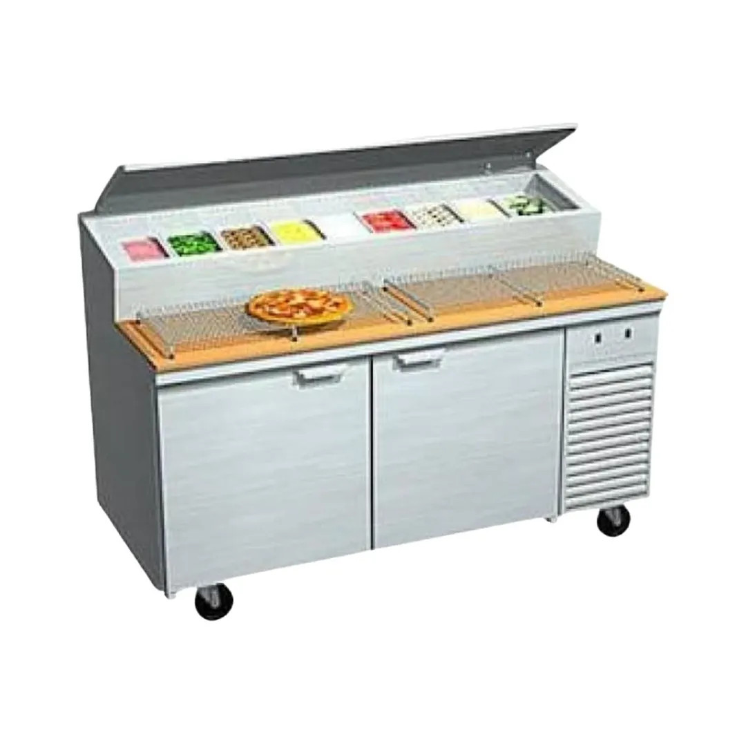 La Rosa Refrigeration L-12162-28 62" 2-Door Sandwich and Salad Prep Table, 8 Pans