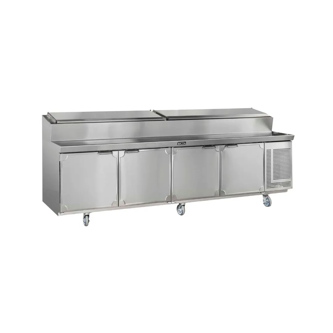 La Rosa Refrigeration L-12198-28 98" 4-Door Sandwich and Salad Prep Table, 10 Pans