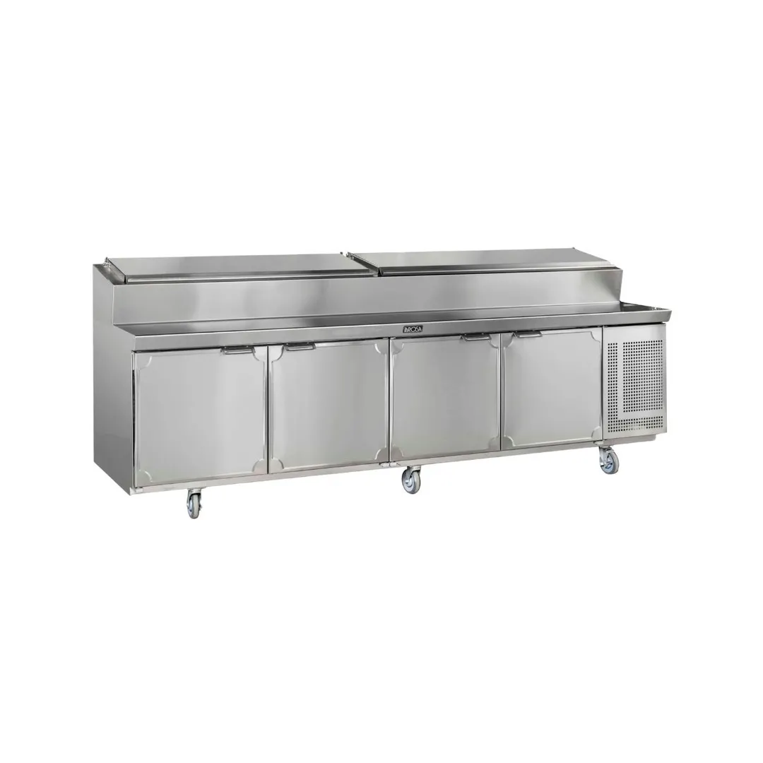 La Rosa Refrigeration L-12198-32 98" 4-Door Sandwich and Salad Prep Table, 10 Pans