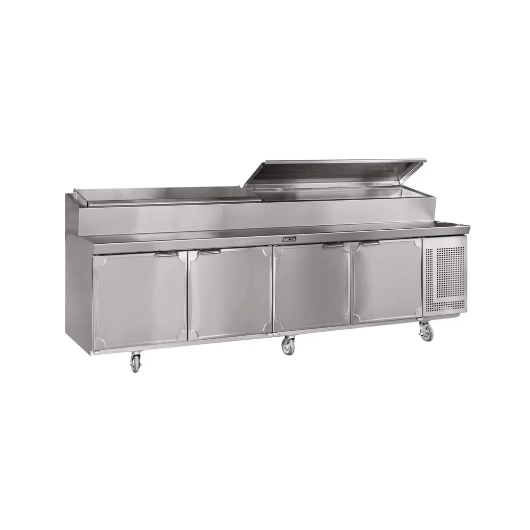 La Rosa Refrigeration L-12198-32 98" 4-Door Sandwich and Salad Prep Table, 10 Pans