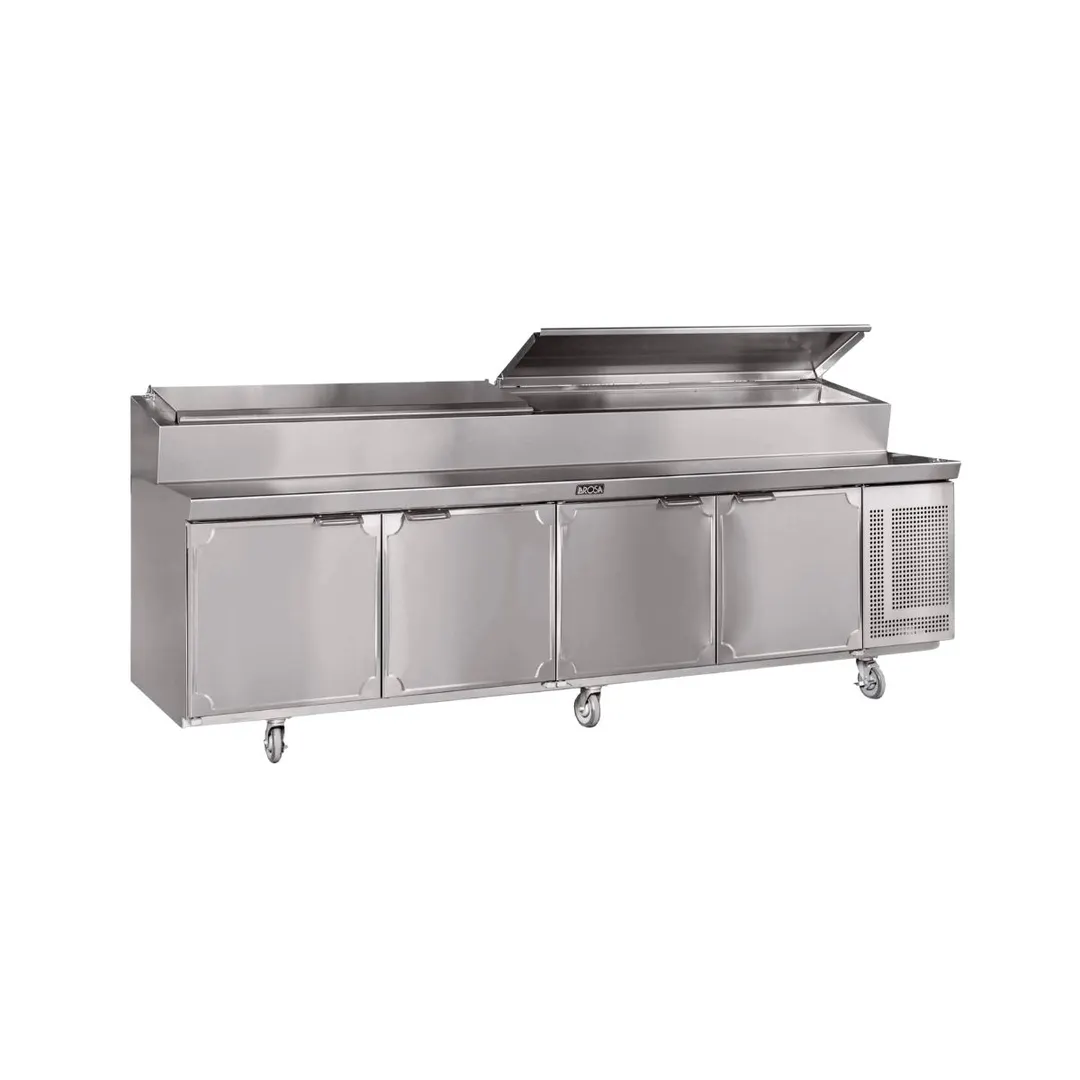 La Rosa Refrigeration L-13196-28 96" 4-Door Sandwich and Salad Prep Table, 10 Pans
