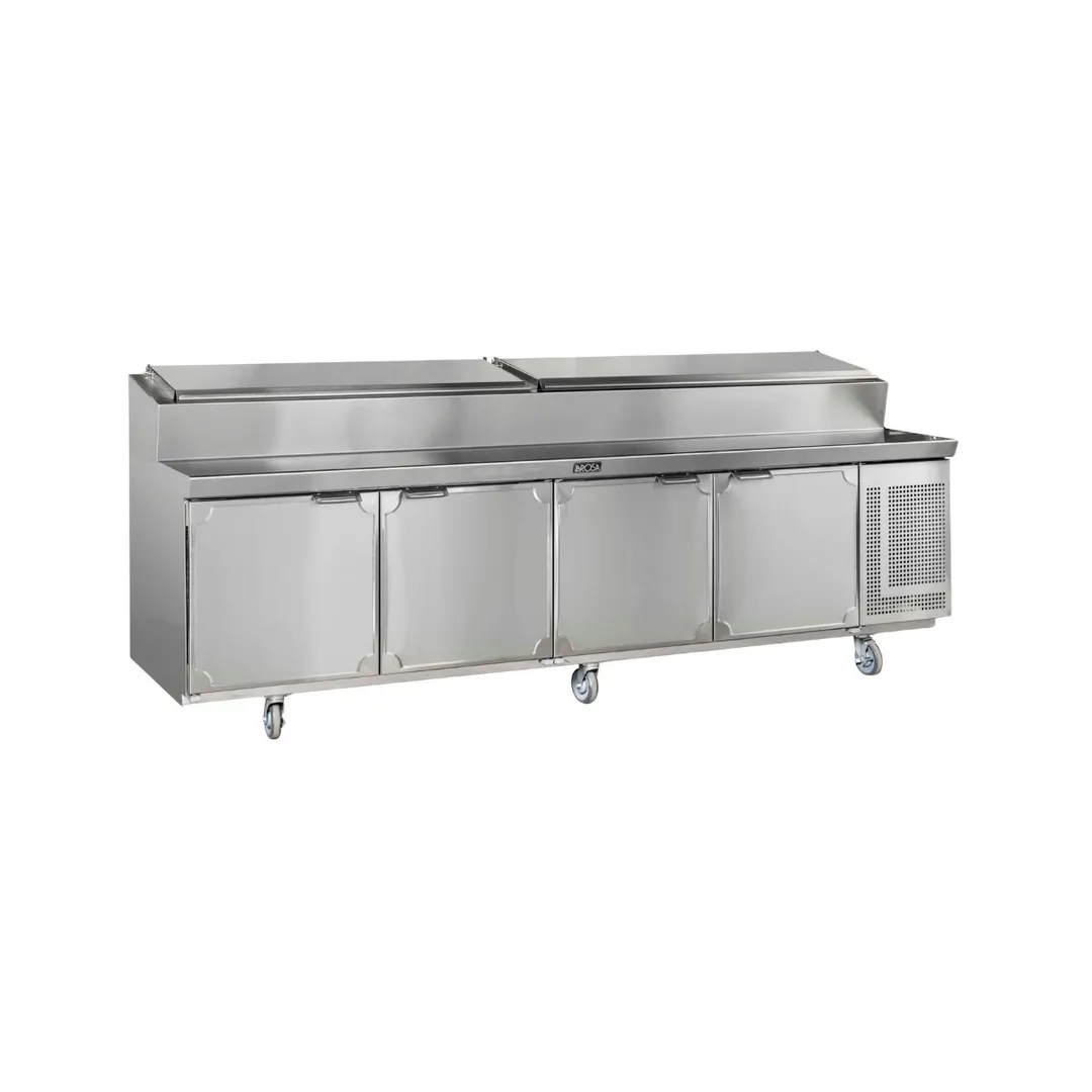 La Rosa Refrigeration L-13196-32 96" 4-Door Sandwich and Salad Prep Table, 10 Pans