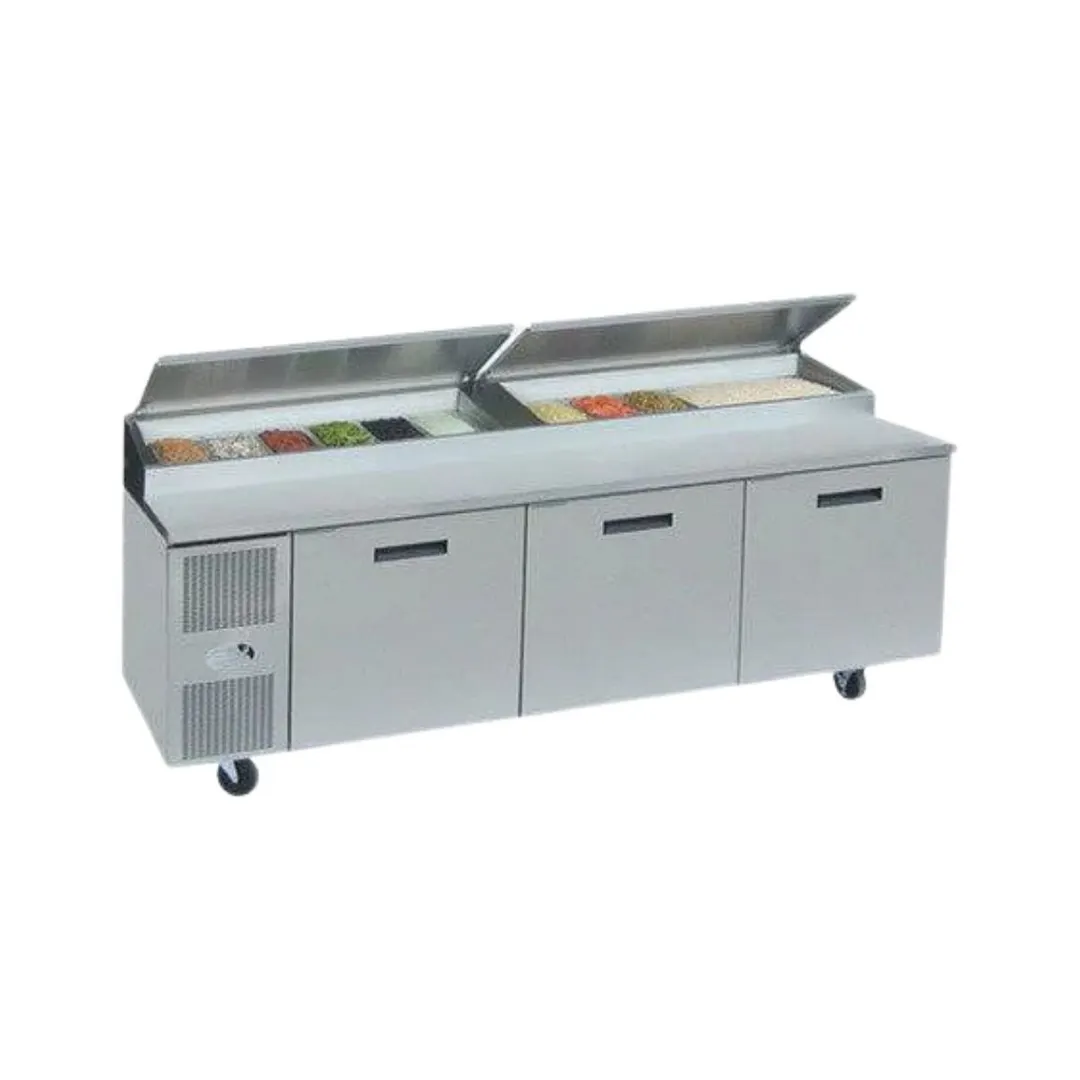 Randell 9220-513 84" 3-Section Sandwich and Salad Prep Table, 16 Pans, Stainless Steel