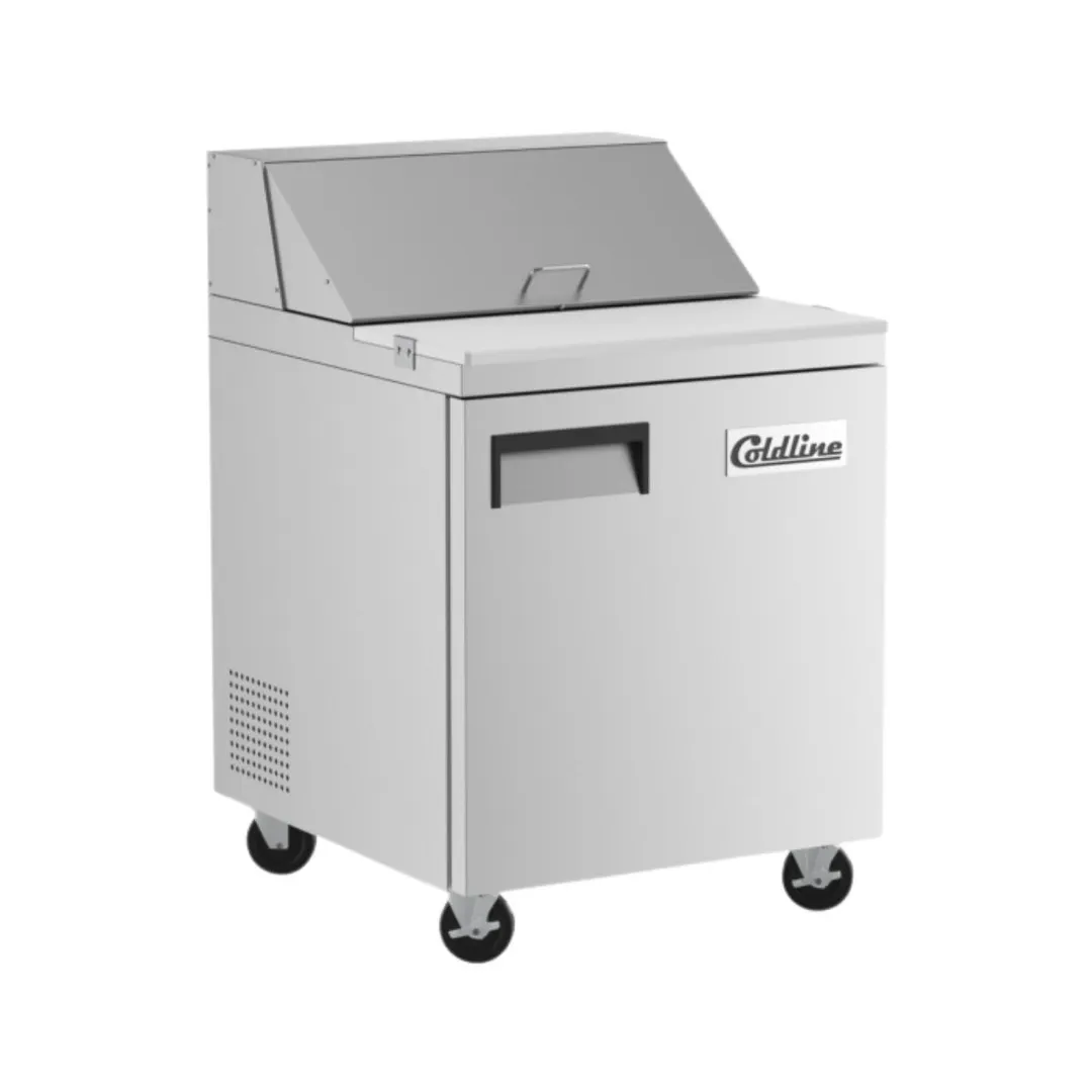 Coldline SP27 27" One Section Refrigerated Sandwich Prep Table, 8 Pans, Stainless Steel