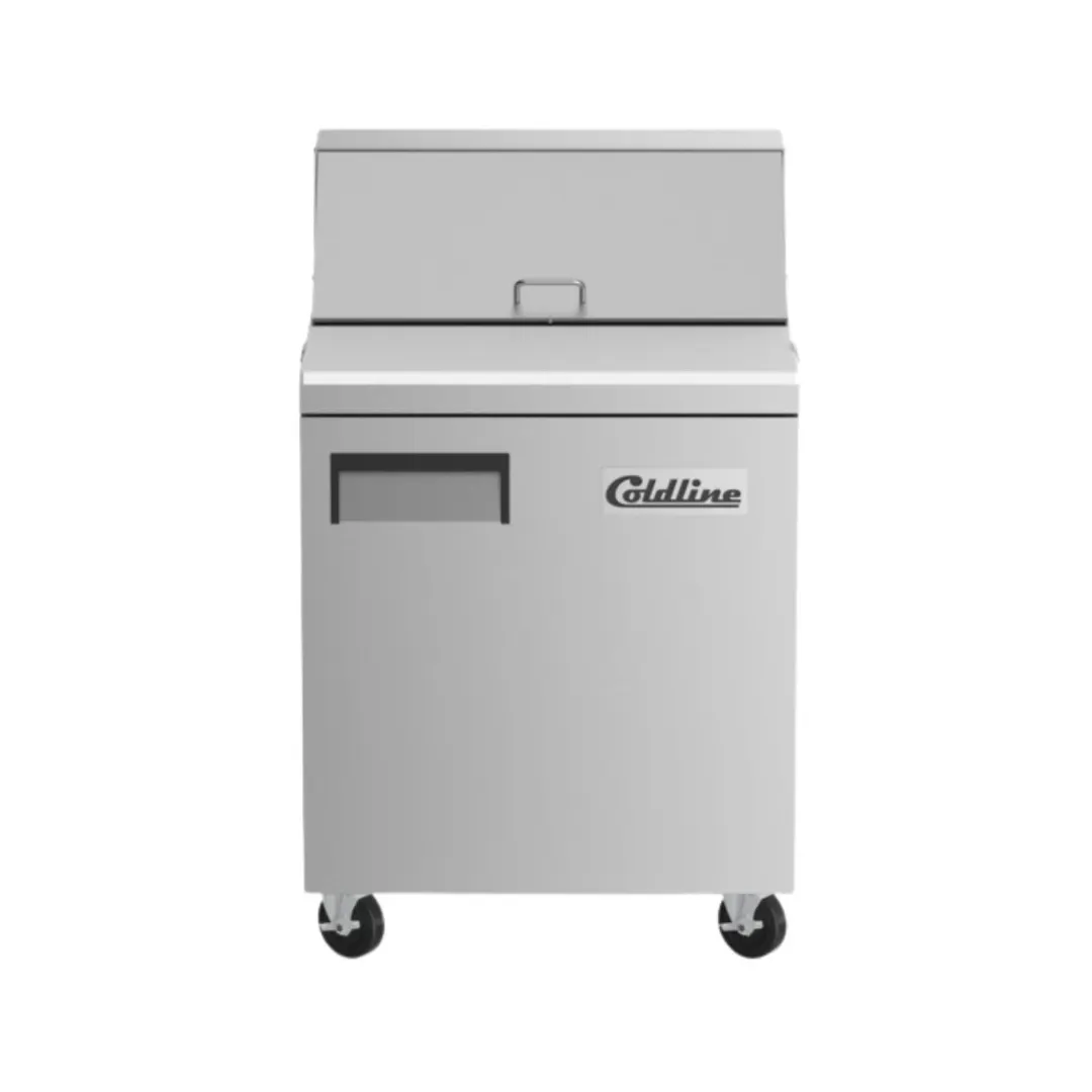 Coldline SP27 27" One Section Refrigerated Sandwich Prep Table, 8 Pans, Stainless Steel