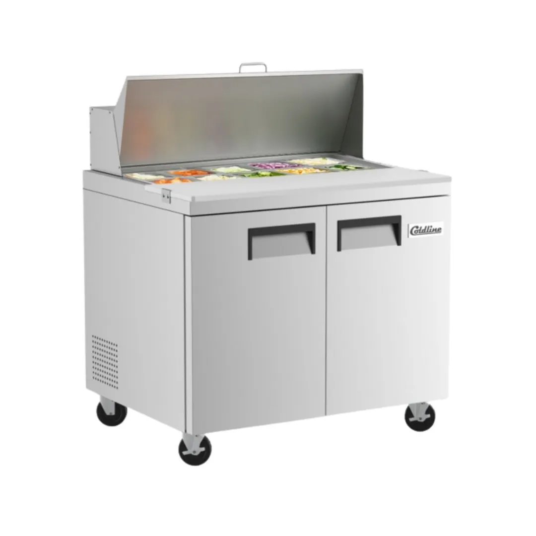 Coldline SP36 36" 2-Section Refrigerated Sandwich and Salad Prep Table, 10 Pans, Stainless Steel