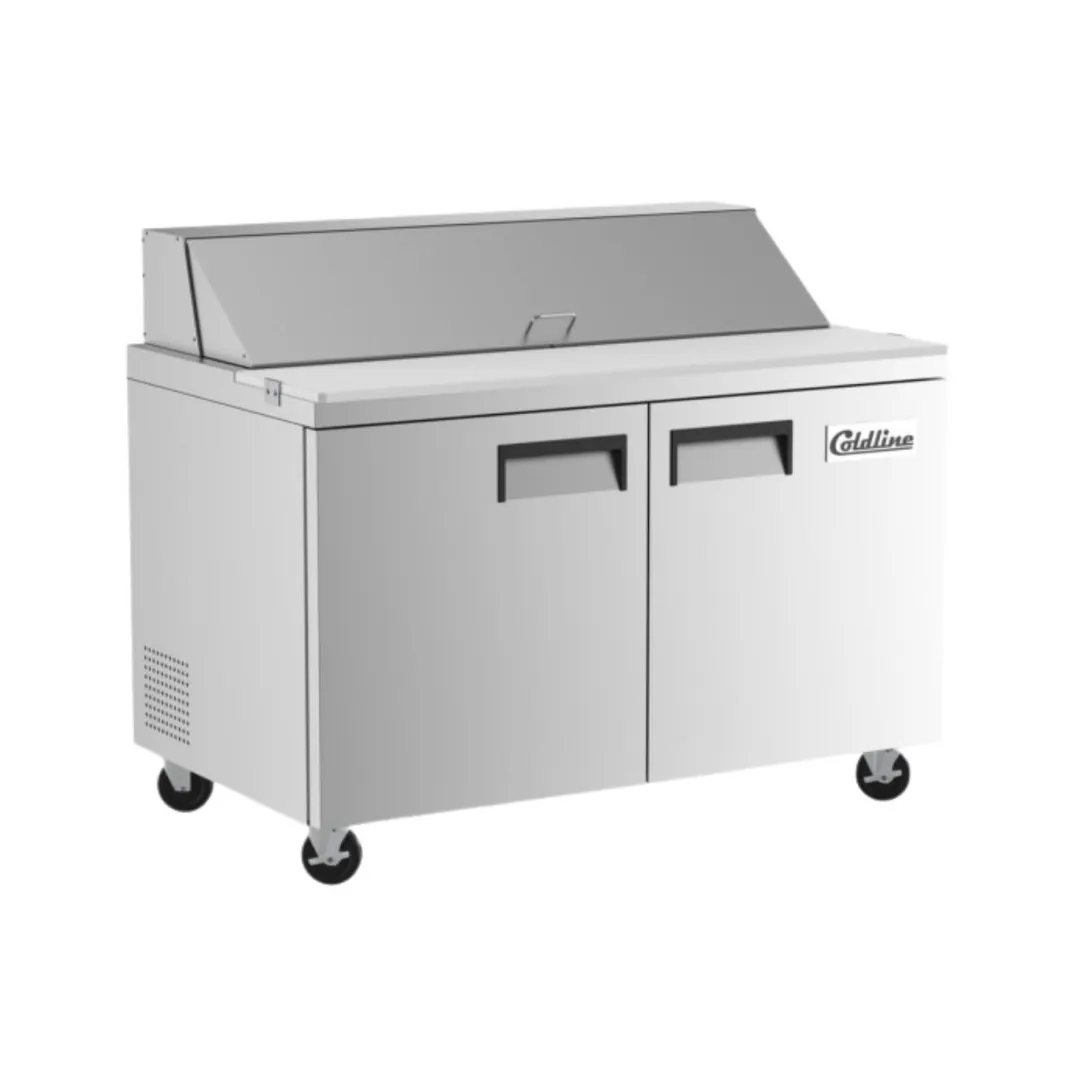Coldline SP48 46" 2-Door Refrigerated Sandwich and Salad Prep Table, 12 Pans, Stainless Steel