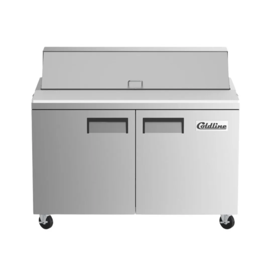 Coldline SP48 46" 2-Door Refrigerated Sandwich and Salad Prep Table, 12 Pans, Stainless Steel