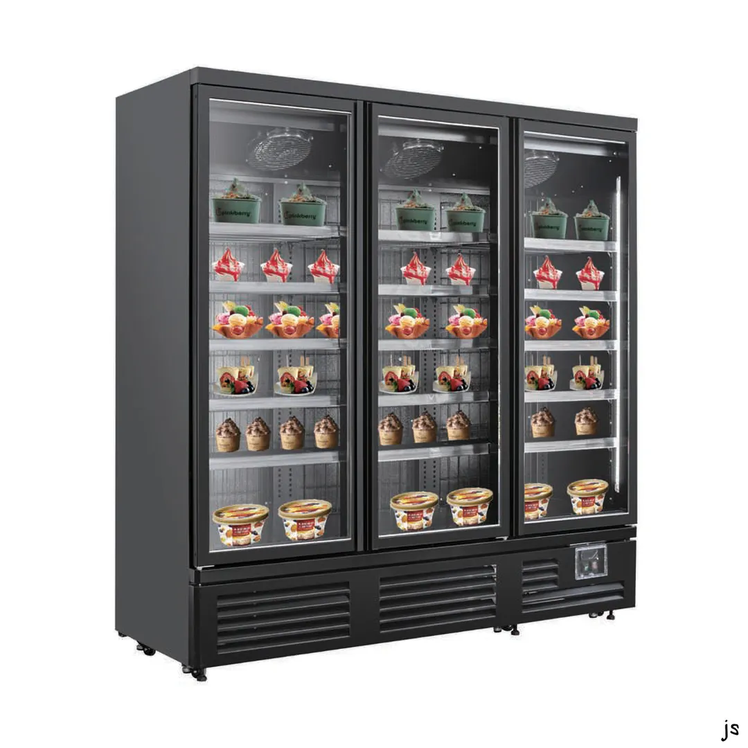 Vitlife Commercial VKDF-P1973TG 74" 3-Glass Door Freezer Merchandiser in Black, 43.1 cu ft