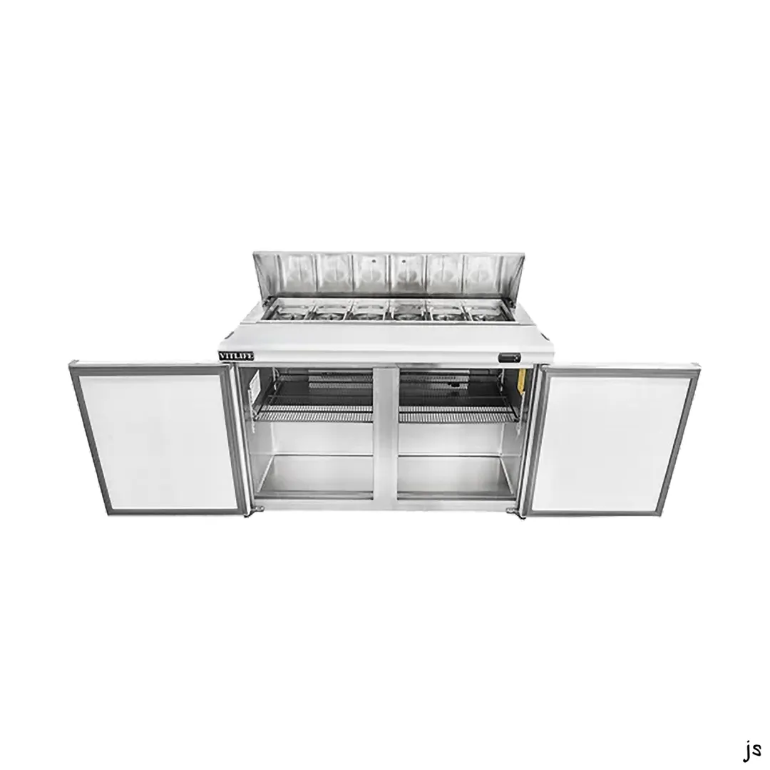 Vitlife Commercial VSP48 48" 2-Section Refrigerated Sandwich / Salad Prep Table, 13.8 cu. ft.