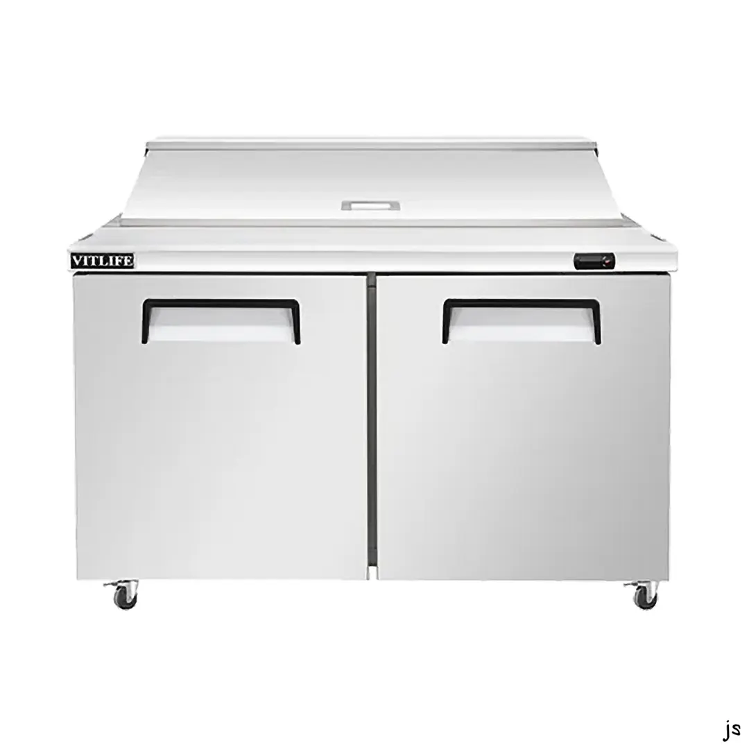 Vitlife Commercial VSP60 60" 2-Section Refrigerated Sandwich / Salad Prep Table, 17.8 cu. ft.