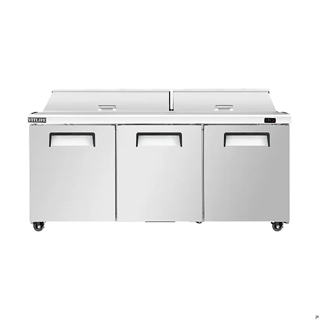 Vitlife Commercial VSP72M 72" Refrigerated Mega Top Sandwich / Salad Unit w/ 3 Door, 21.2 cu. ft.