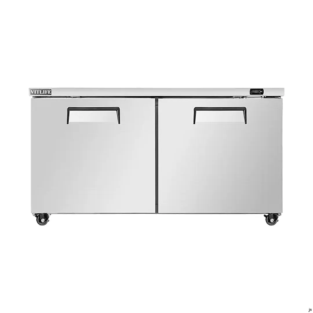 Vitlife Commercial VUC60F 60" 2-Door Reach-In Undercounter Freezer, Stainless Steel, 14.1 cu. ft.