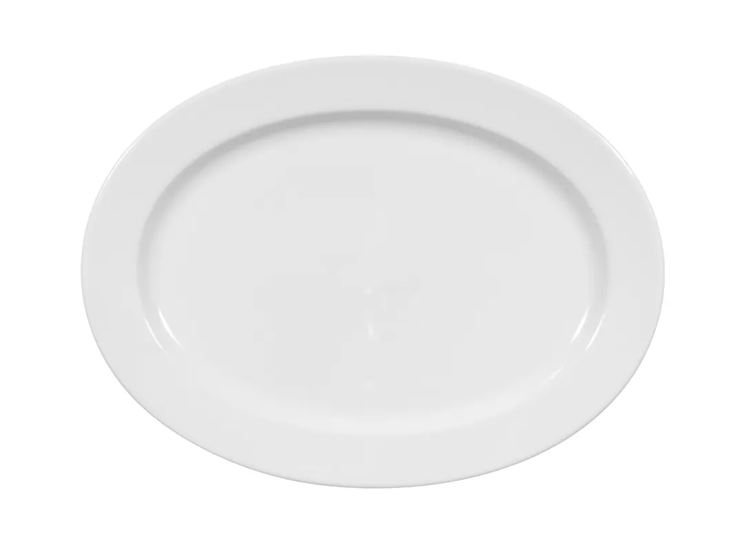 Seltmann 001-172056 Oval Porcelain Platter, 11" x 8.2" x .79" White, Flat Edge - 1/Each