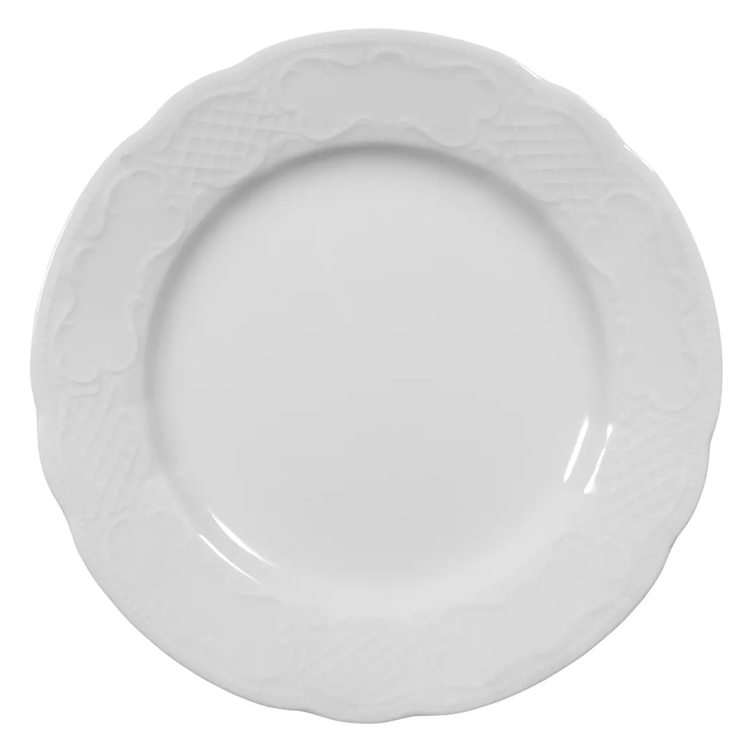 Seltmann 001-600653 - 10.5" Round Flat Edge Porcelain Dinner Plate, Salzburg Style, 10-1/2" Diameter