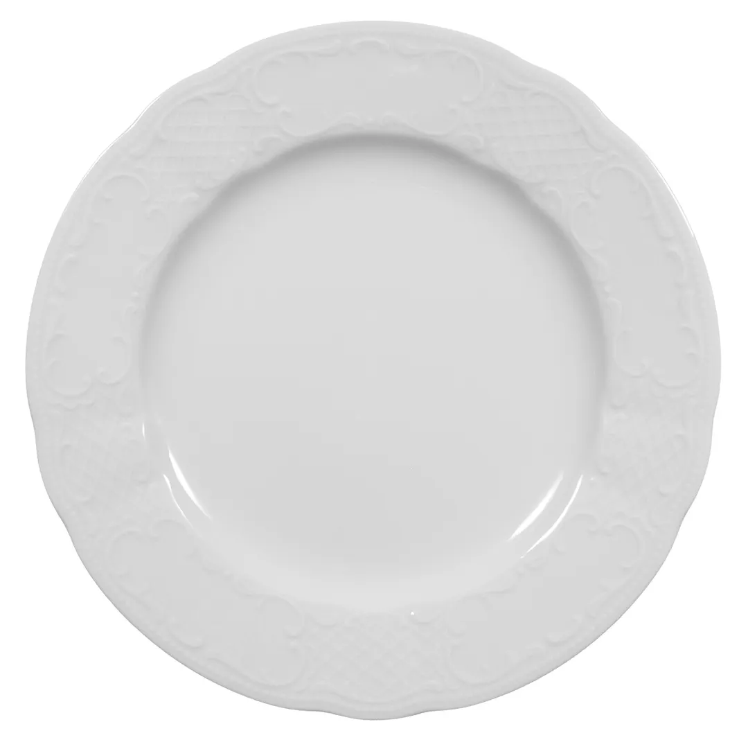 Seltmann 001-600942 China Plate – 12" Round Flat Porcelain Plate with Wide Rim, Salzburg Style