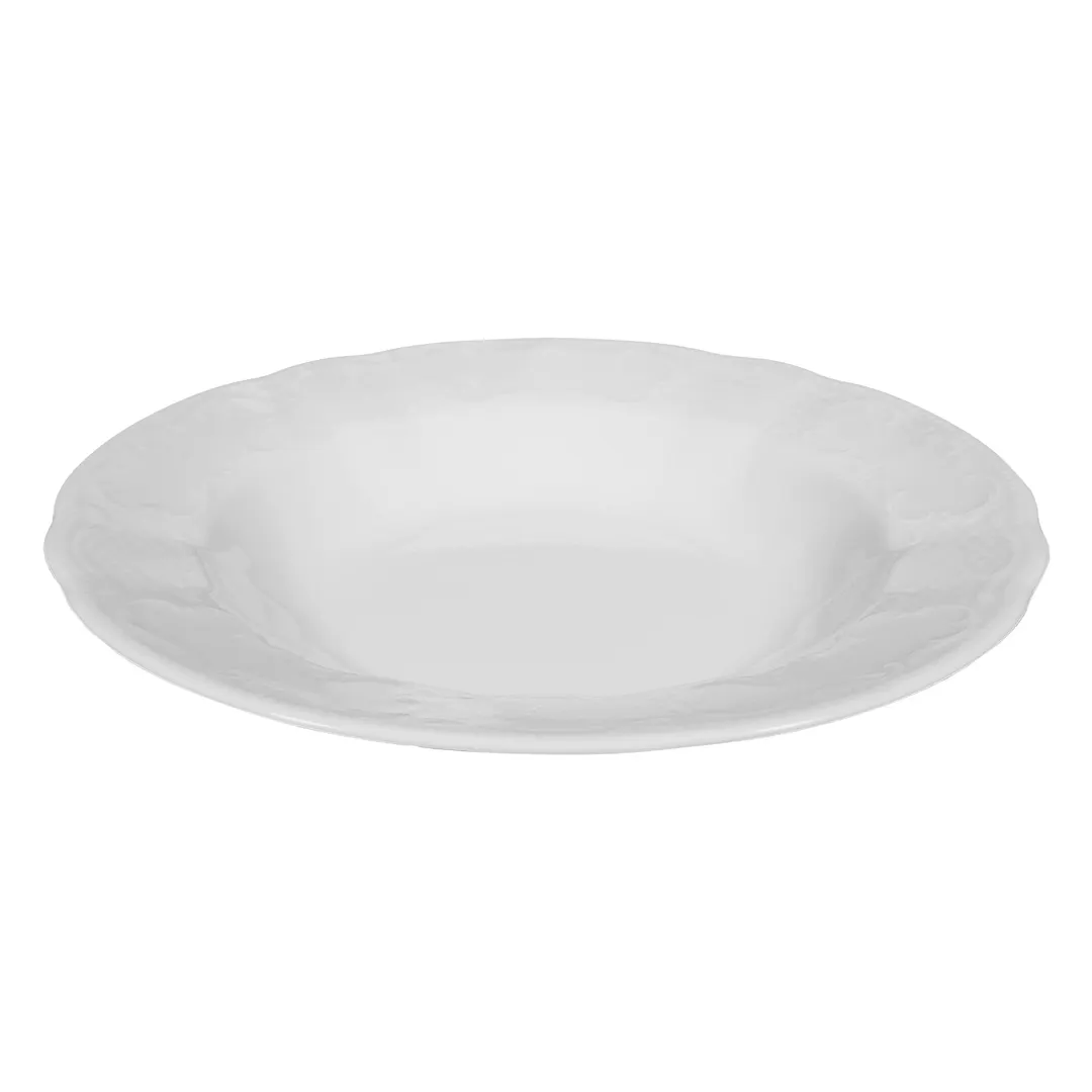 Seltmann 001-601325 Round Deep Rim China Plate, 9" Diameter, White, Fine Porcelain Dinnerware