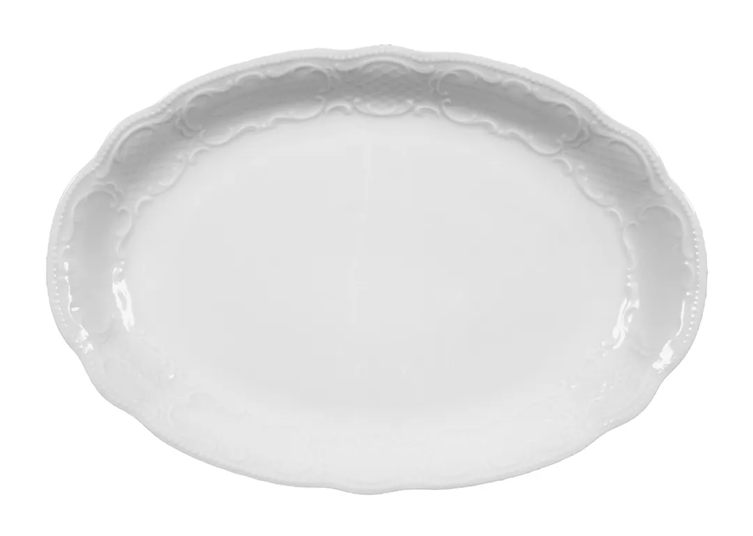 Seltmann 001-605970 Oval Porcelain Platter, 12" Diameter, Salzburg White Finish, Dinnerware Tray