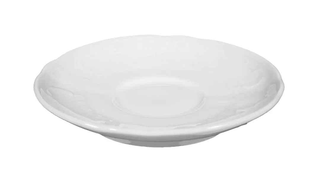 Seltmann 001-610333 Round Porcelain Saucer, 4.69" Diameter, Classic White Finish, Salzburg Design