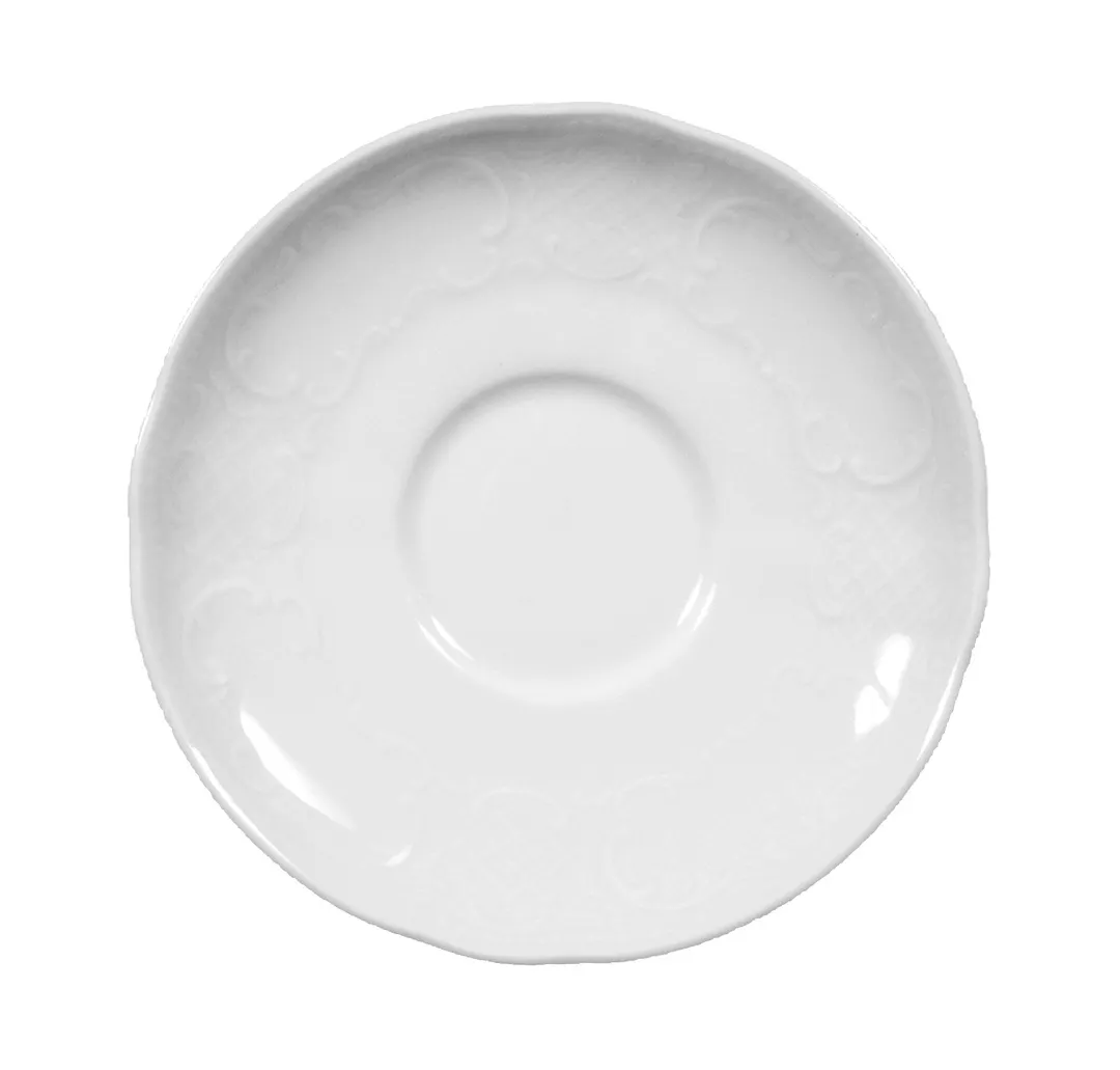 Seltmann 001-610333 Round Porcelain Saucer, 4.69" Diameter, Classic White Finish, Salzburg Design